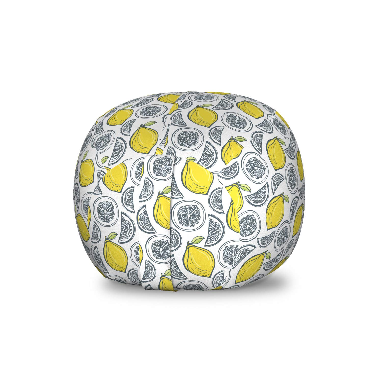 Ambesonne Fruit Art Storage Toy Bag Chair - Hand Drawn Lemons & Citrus Slices Pattern, Washable Stuffed Animal Organizer, Small Multicolor Kids' Room Decor | Perfect for Nursery, Playroom & Dorm Organization