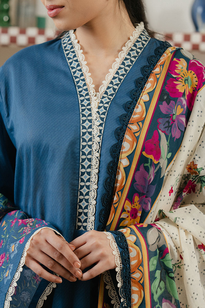 Midnight Tide 3-Piece Printed Lawn Suit for Women - Floral Design Summer Outfit - Perfect for Weddings, Parties & Casual Wear