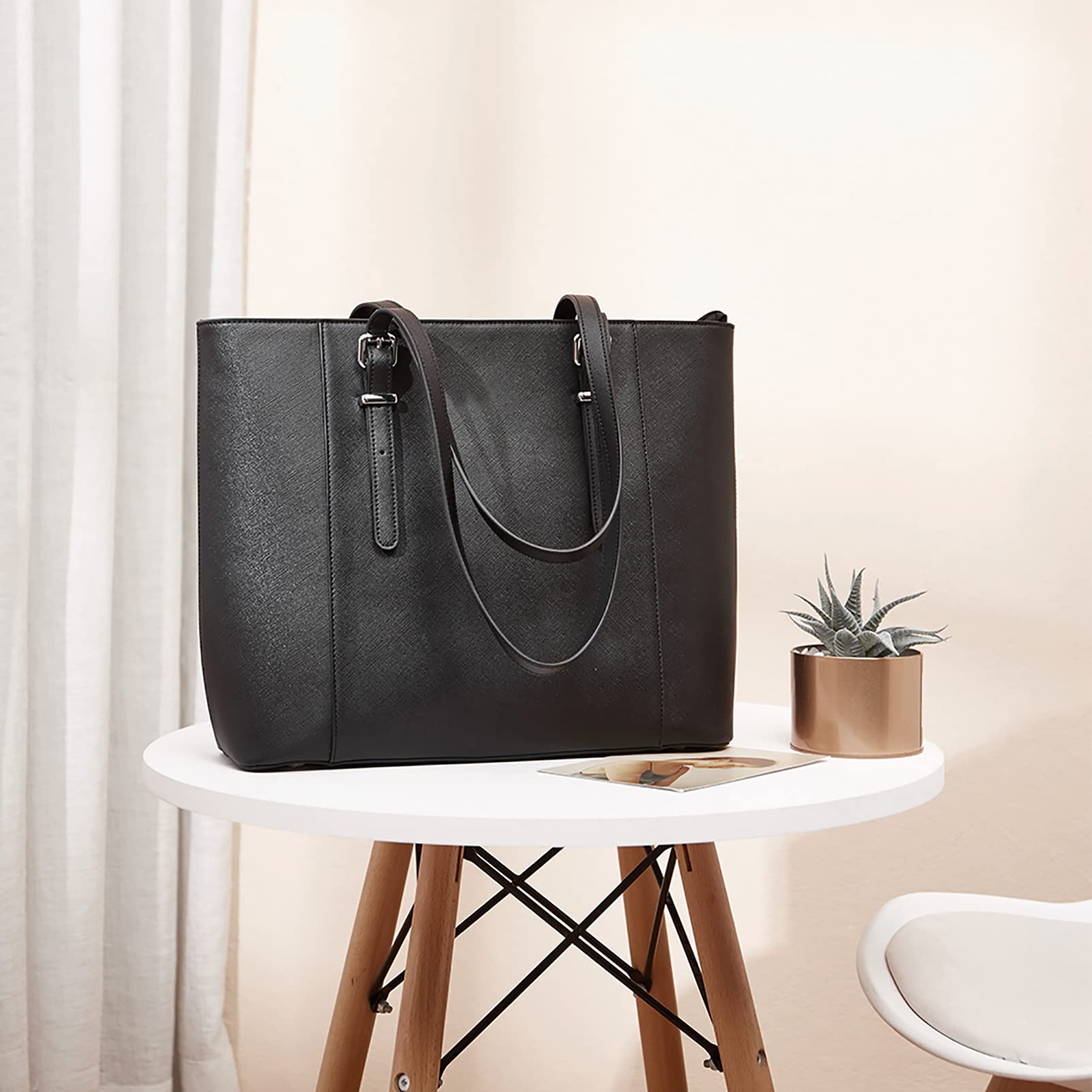 Premium Telena 15.6 Inch Leather Laptop Tote Bag for Women - Stylish Shoulder Briefcase with Large Capacity - Perfect for Work, Business Meetings & Daily Commute