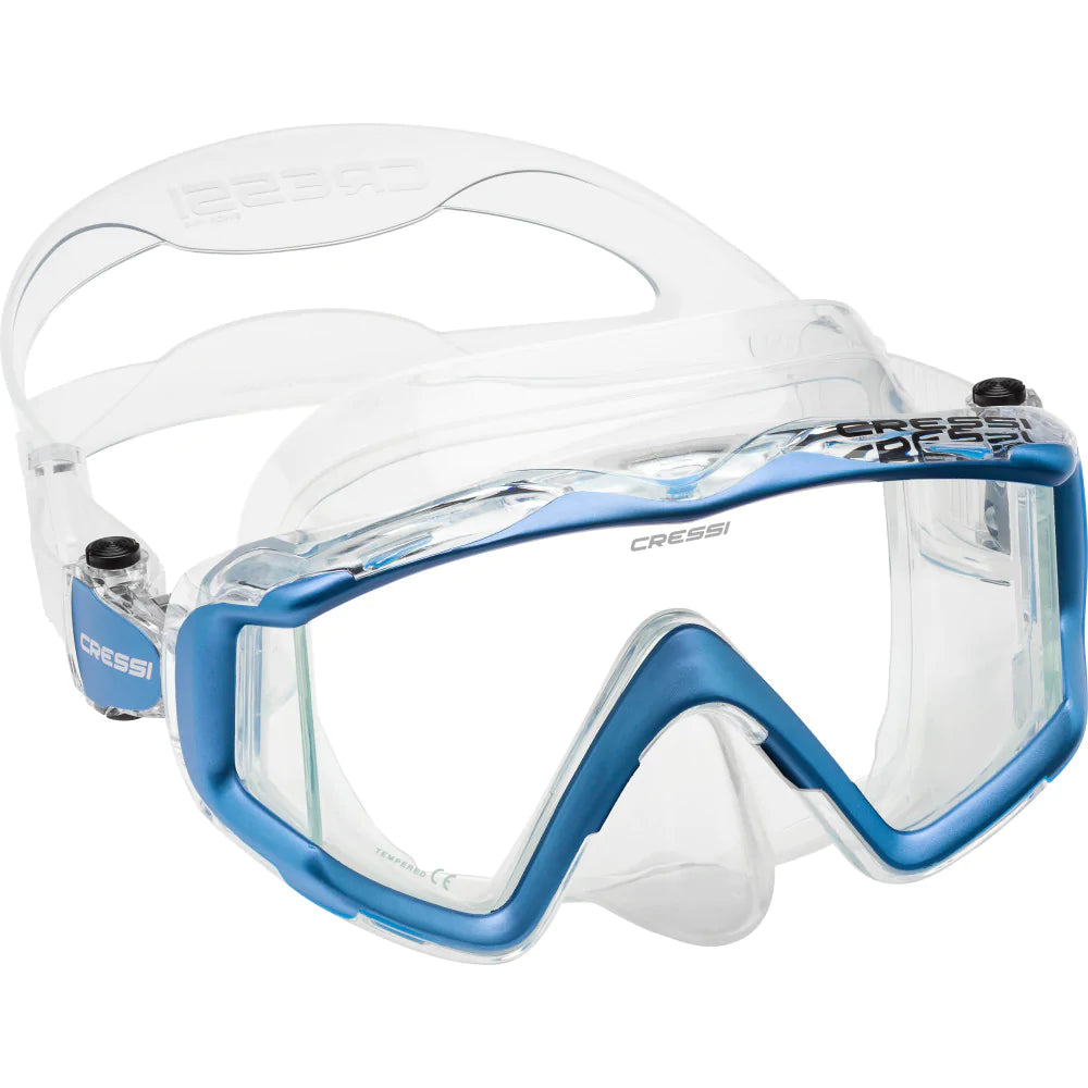 Cressi Liberty Triside SPE Clear / Sapphire Snorkeling Mask - Comfortable & Anti-Fog Scuba Diving Gear for Men & Women - Perfect for Ocean, Pool & Beach Adventures