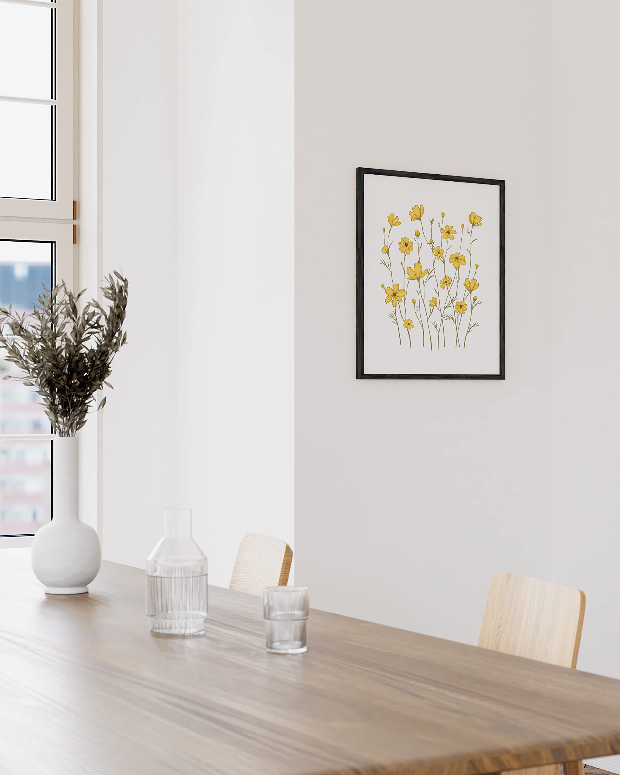 HAUS AND HUES Sunflower Wall Art - Yellow Flowers Poster with Black Frame (12x16) | Vibrant Yellow and White Decor for Bedroom, Living Room & Office | Perfect for Home Decor, Housewarming Gifts & Interior Design
