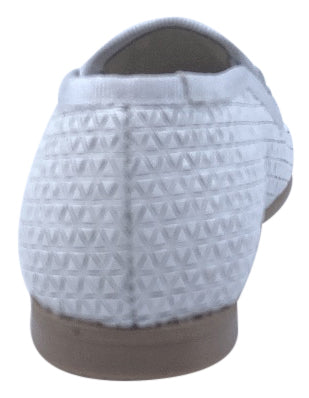 Luccini Boys Girls BA158 CHA Seta Print Natural Loafers - Comfortable White Leather Slip-On Shoes for School, Casual Wear & Special Occasions