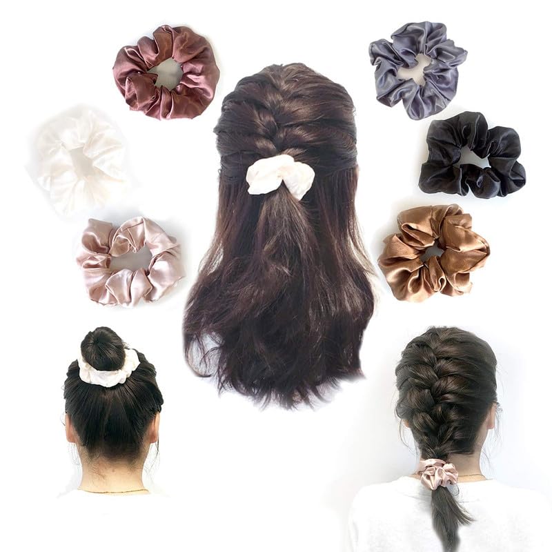 12-Piece Satin Scrunchies Hair Bands Set - Soft Ponytail Holders for Women & Girls (Multicolor) - Perfect for Workouts, Sleep, and Everyday Styling