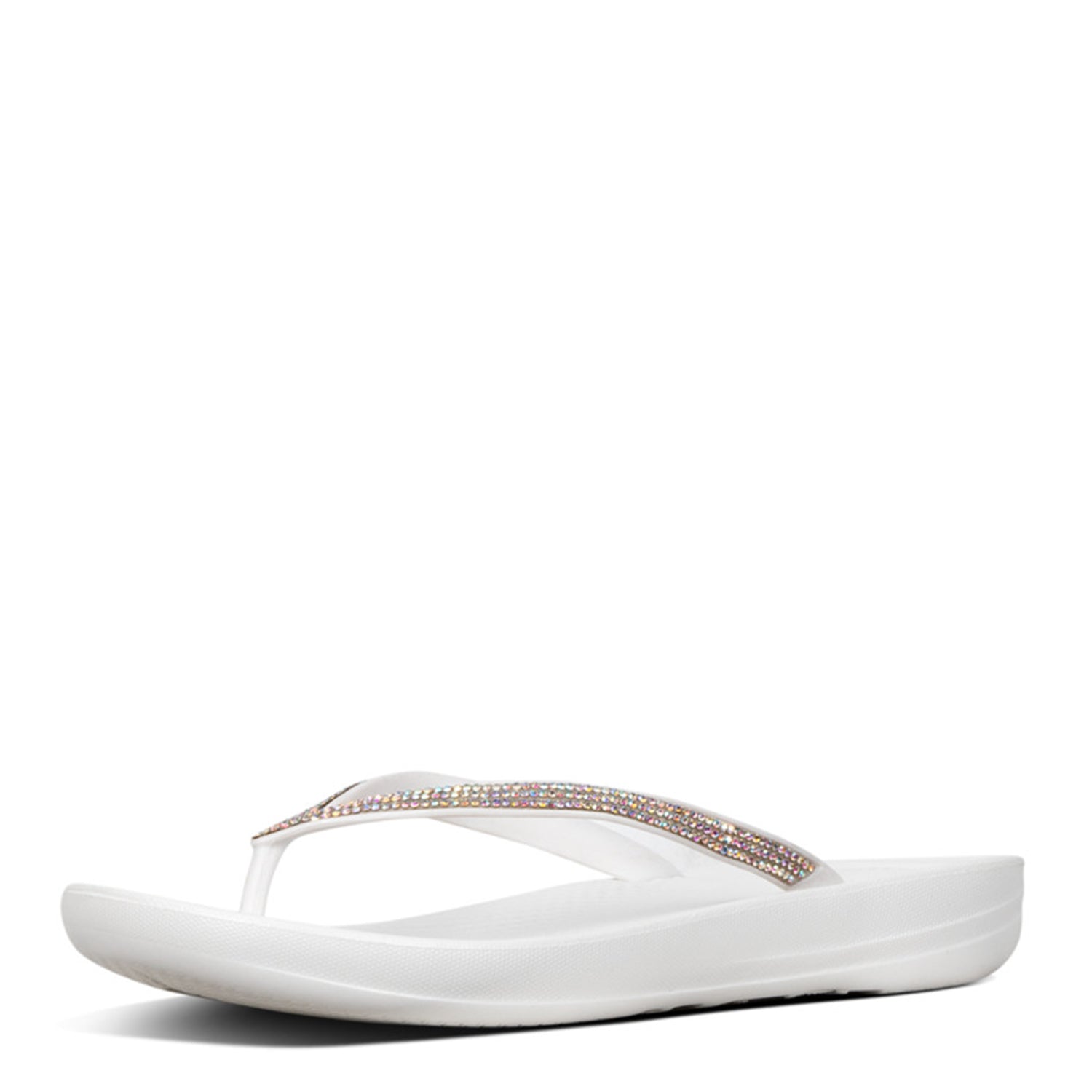 FitFlop Iqushion Sparkle Flip Flops Sandals for Women - Comfortable Shiny Urban White Beach Sandals | Perfect for Summer, Vacation, Poolside & Casual Wear