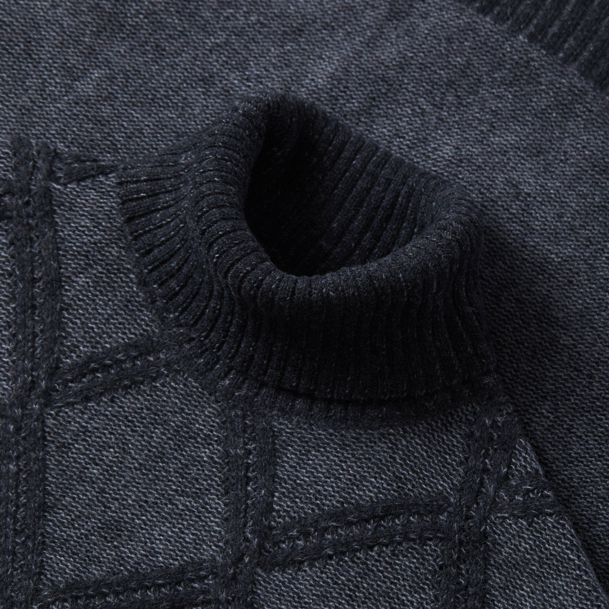 HENRY SARTORIAL Premium Plated Roll Neck Wool Knit Sweater - Charcoal Gray for Men | Warm Winter Fashion & Office Wear