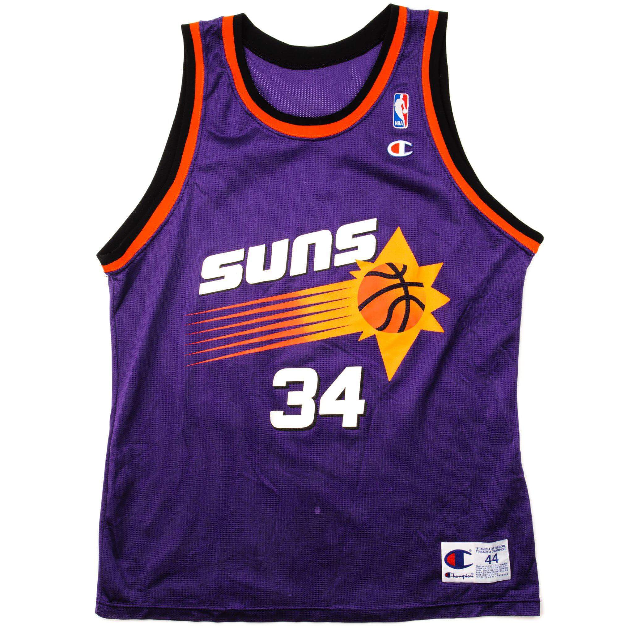 Vintage Champion Charles Barkley #34 Phoenix Suns Jersey - Large Size - Made in USA - Perfect for Basketball Fans & Retro Sports Collectors