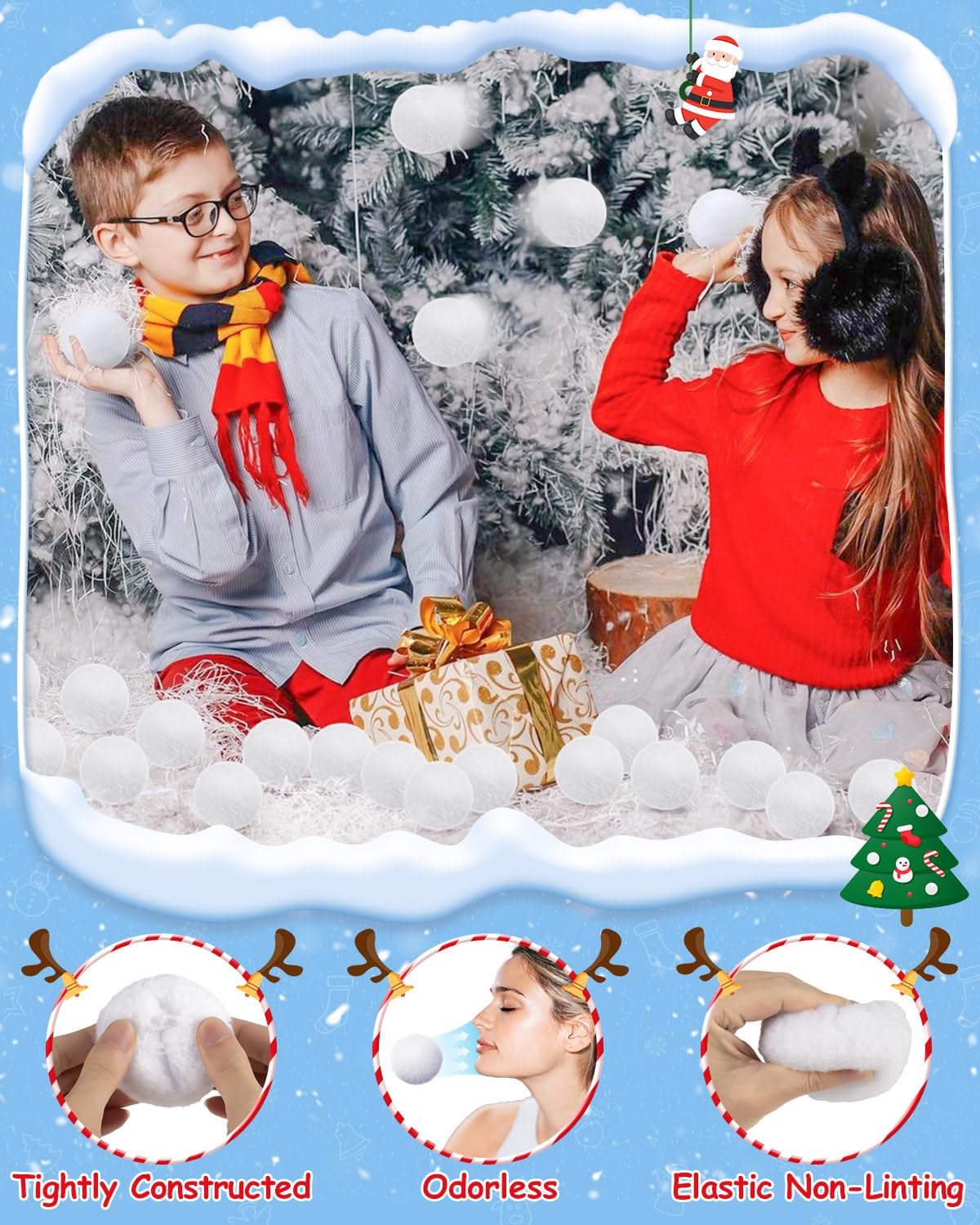 30 Pack Large 1.96 Inch Artificial Snowballs - Indoor/Outdoor Snowball Fight Set for Kids, Winter Party Games, Christmas Decor & DIY Gift Supplies (Perfect for Holiday Gatherings, Classroom Activities & Family Fun)