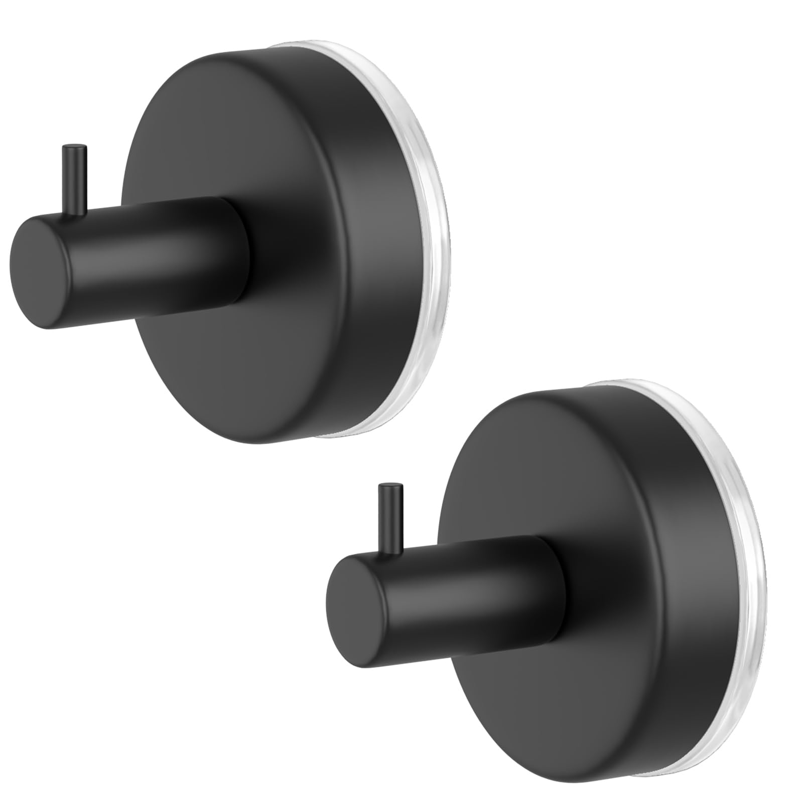 HUFEEOH 2-Pack Black Shower Towel Hooks - Removable Suction Cup Hooks for Bathroom & Kitchen