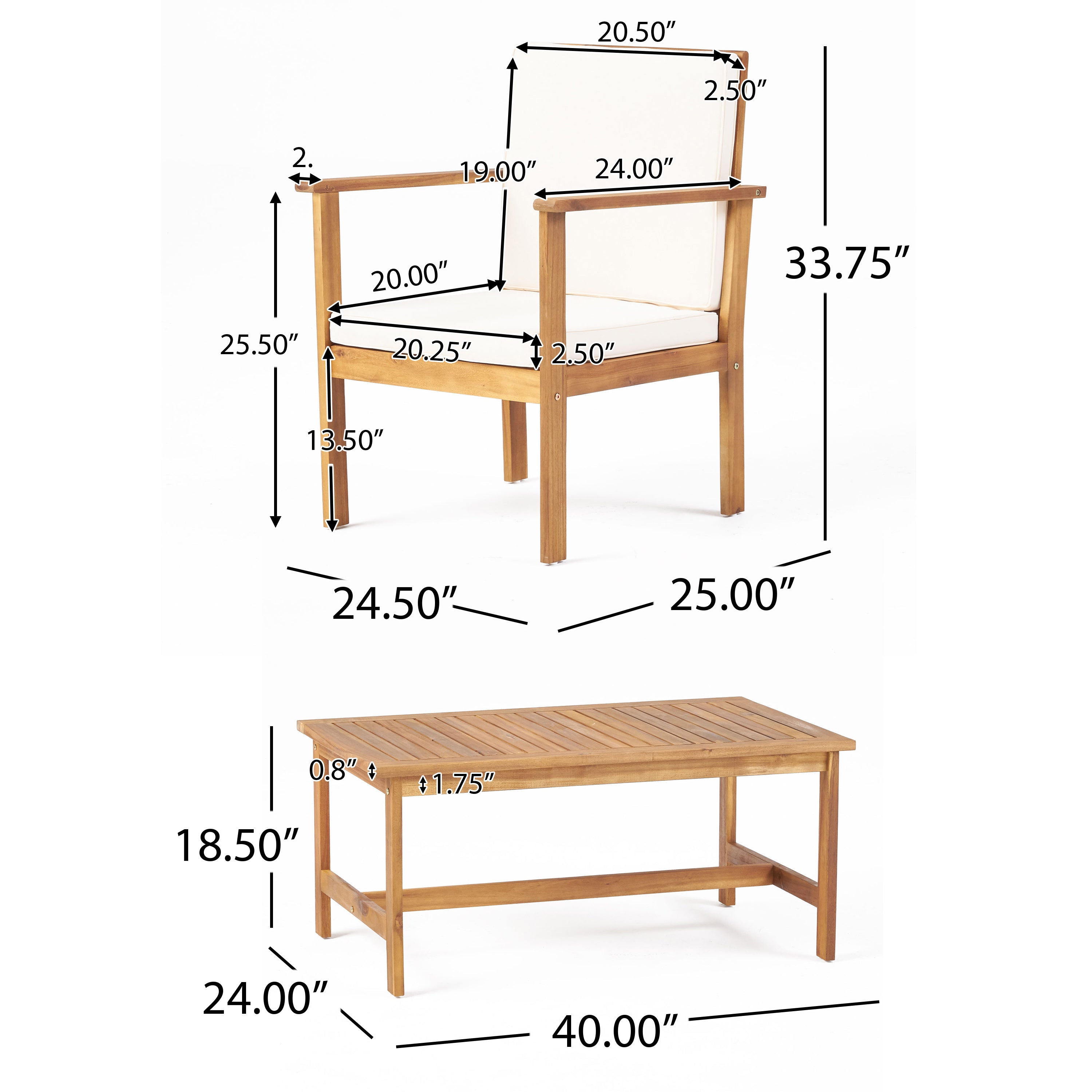 2-Piece Club Chair and Table Set - Modern Living Room Furniture for Home, Office, or Lounge Decor