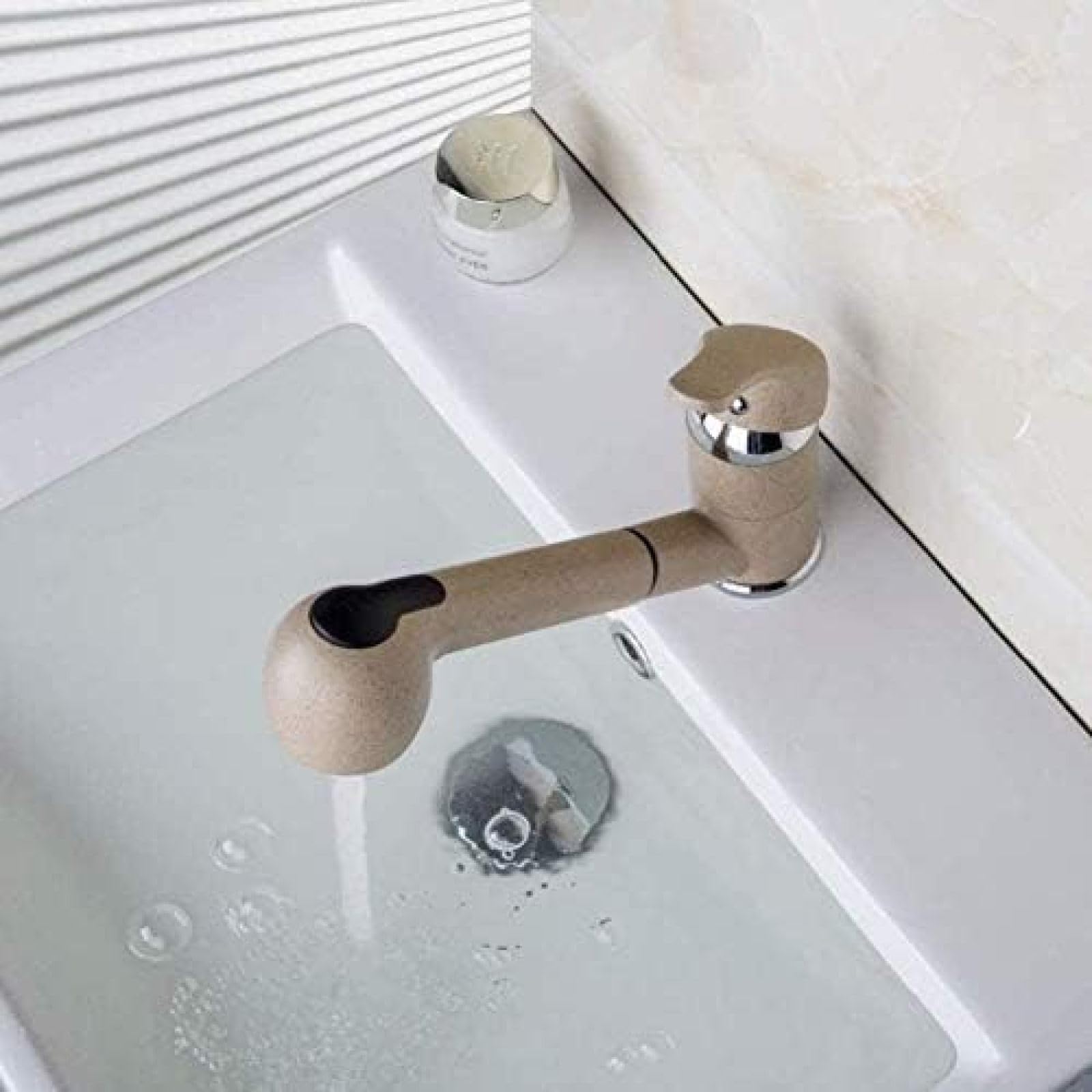CRJUS Stainless Steel Pull-Out Kitchen Faucet with Hot & Cold Water Mixer - Modern Design for Sink, Basin, Bathroom & Toilet - Perfect for Washing Dishes, Food Prep & Hand Cleaning