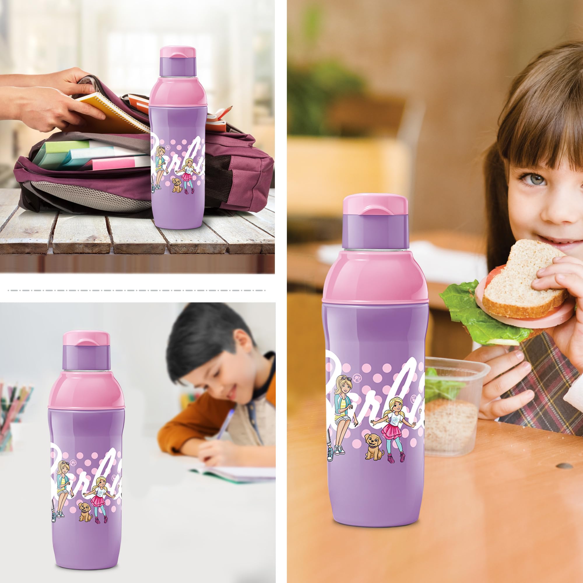 MILTON Steel Barbie 600 Insulated Stainless Steel Kids Water Bottle 520ml - Pink & Purple | Thermal Insulation for Hot & Cold Drinks | Leak Proof & Portable Design | Perfect for School, Outdoor Activities & Travel
