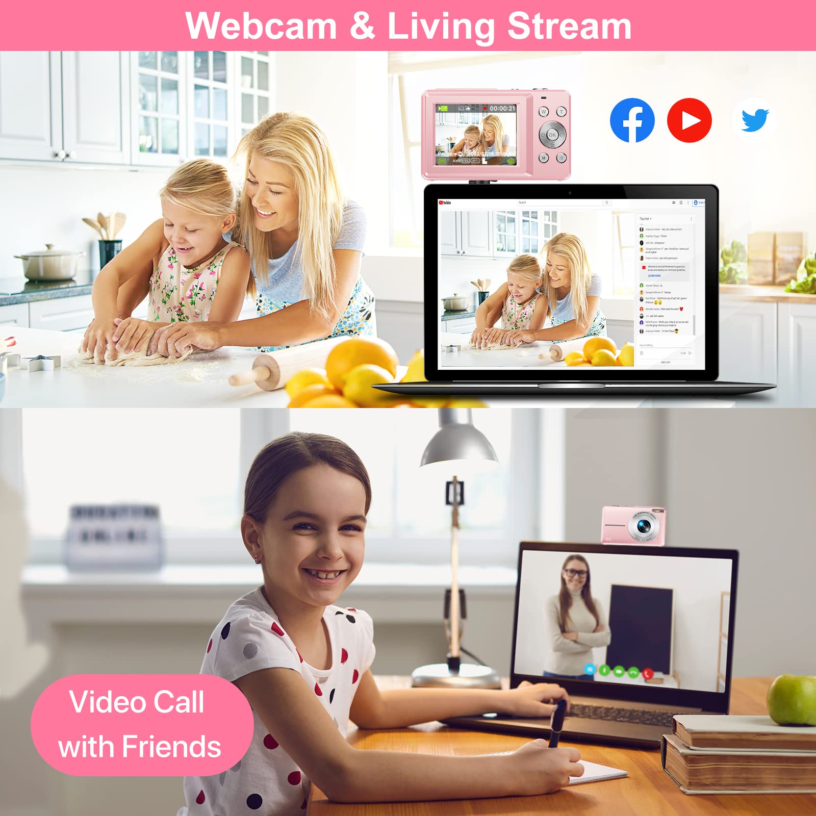 **Best Digital Camera for Kids & Teens - 44MP FHD 1080P Vlogging Camera with 32GB Card, 16X Zoom, LCD Screen, Compact & Rechargeable - Perfect Gift for Students, Girls, Boys (Black, DC403Black) - Great for Travel, Parties & Everyday Photography**