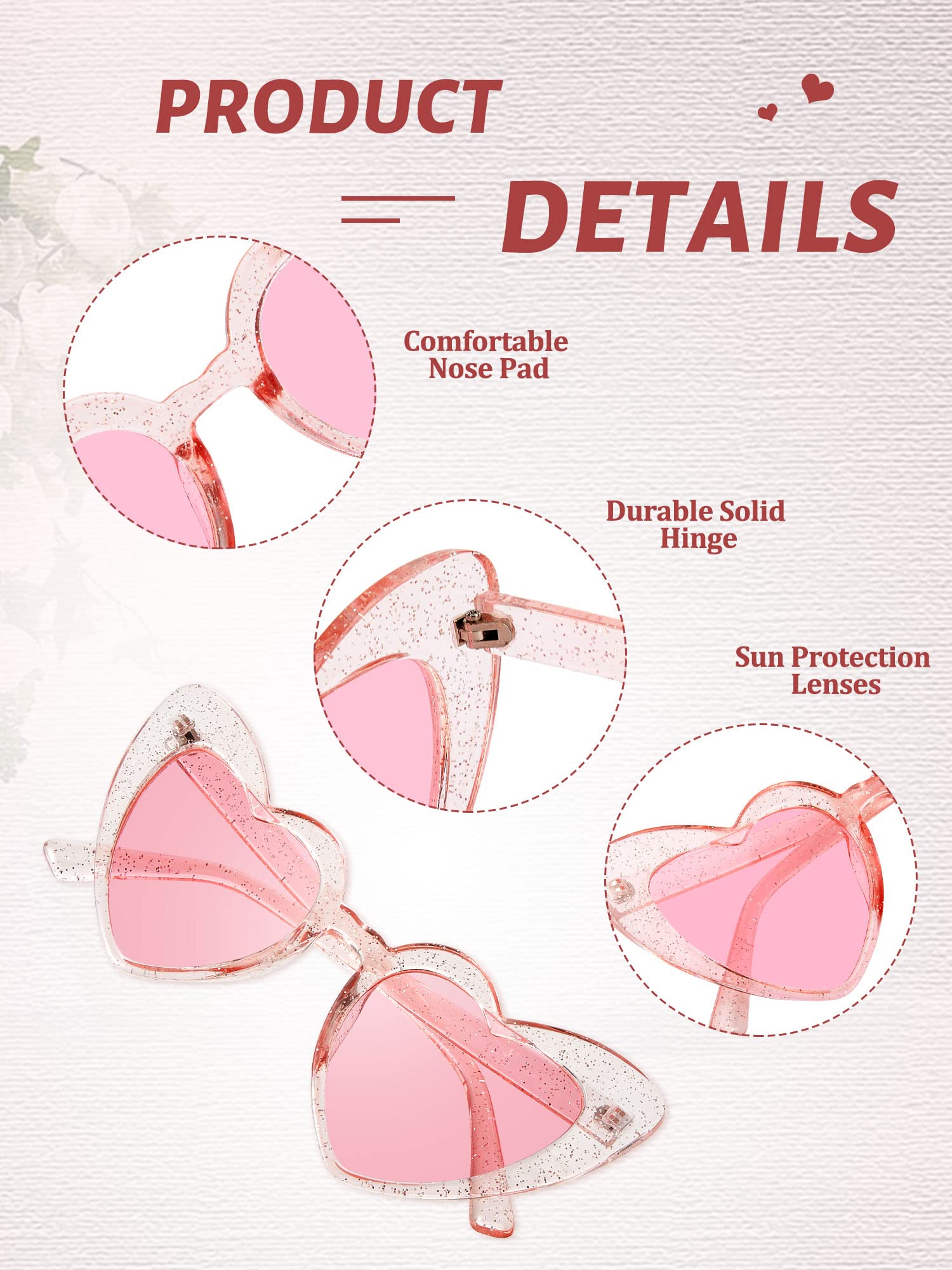 Frienda 9 Pairs Heart Shaped Sunglasses for Women - Cute Bachelorette Party Favors, Bridal Shower Gifts, Wedding Accessories - Perfect for Girls' Trips, Beach Vacations & Summer Festivals
