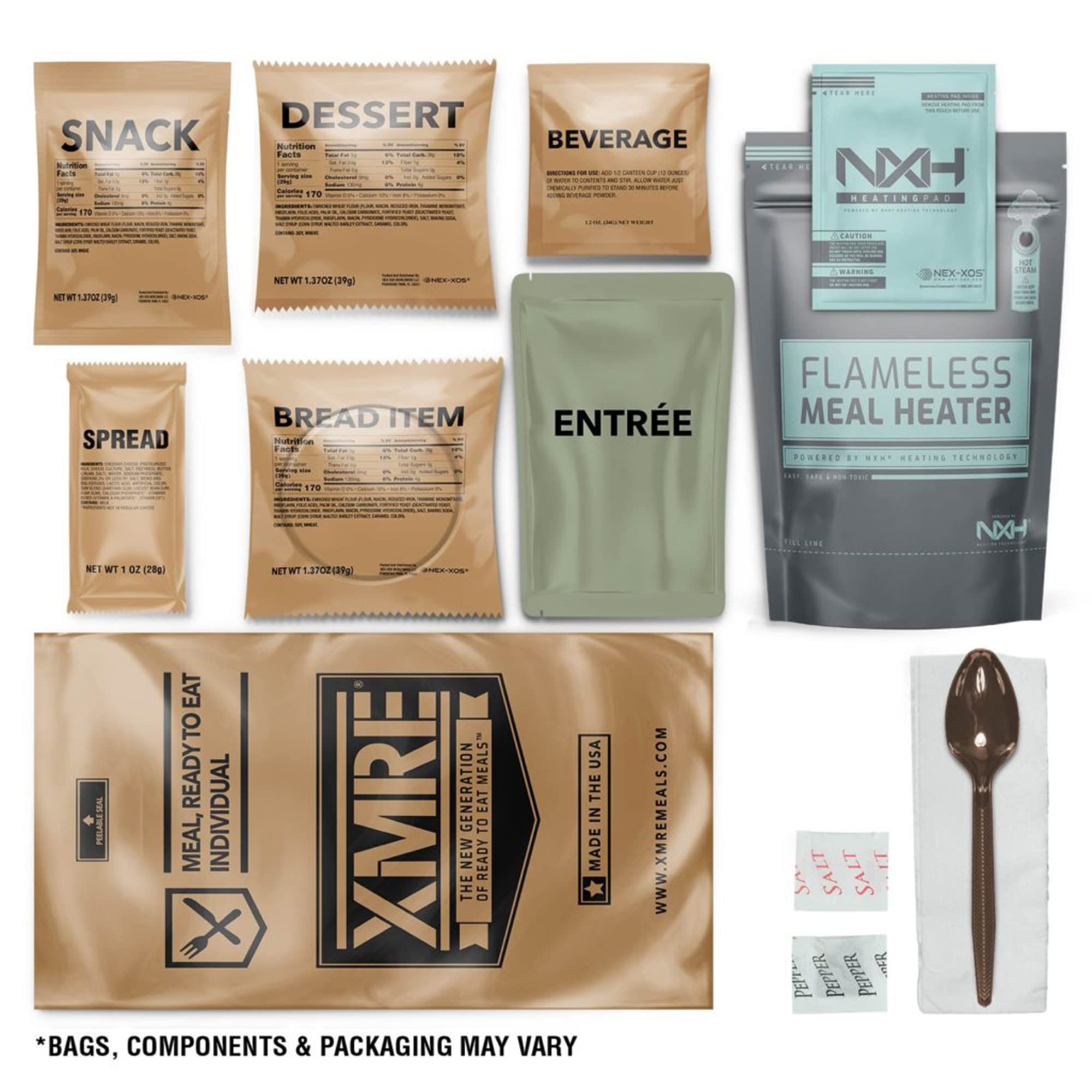 XMRE 1300XT Military MRE Meals 2022 - Bulk Emergency Food Supply | USA Made Military Grade MRE with Flameless Ration Heater | Survival Kit & Hurricane Preparedness | Camping, Hiking, Disaster Relief & Emergency Food Storage