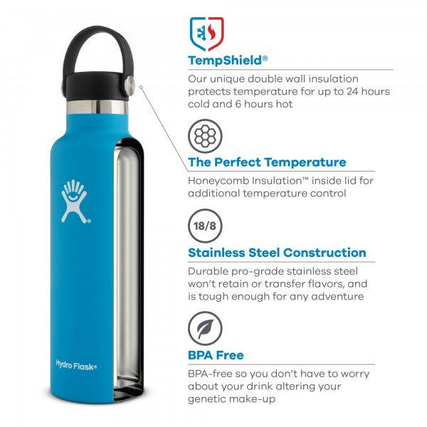 24 oz Standard Mouth Water Bottle - BPA-Free, Leak-Proof Stainless Steel Insulated Bottle for Gym, Hiking & Everyday Use