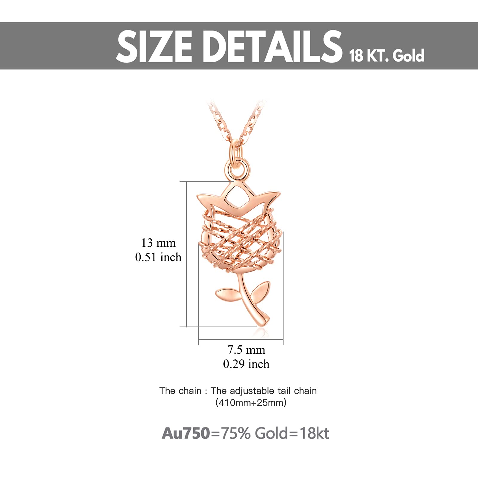 18k Rose Gold Necklace for Women - Elegant Rose Flower Pendant & Chain Jewelry Gift for Her (16-17 Inch) | Perfect for Anniversaries, Valentine's Day & Special Occasions