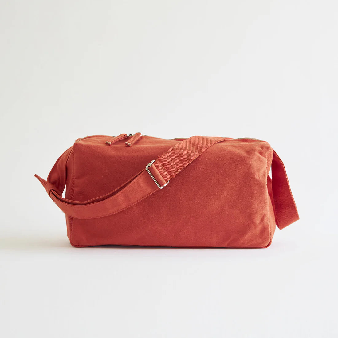 Kurashiki Hampu Canvas Shoulder Bag (Rectangle) - Safflower Red - Japanese Vintage Cotton Tote - Perfect for Work, Travel & Everyday Use
