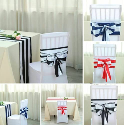 50 Pcs Gold & White Satin Stripe Chair Sashes for Wedding, Party & Event Decorations - Elegant Table Runner & Ceremony Chair Bows (CTS01YN) | Perfect for Bridal Showers, Banquets and Reception Decor
