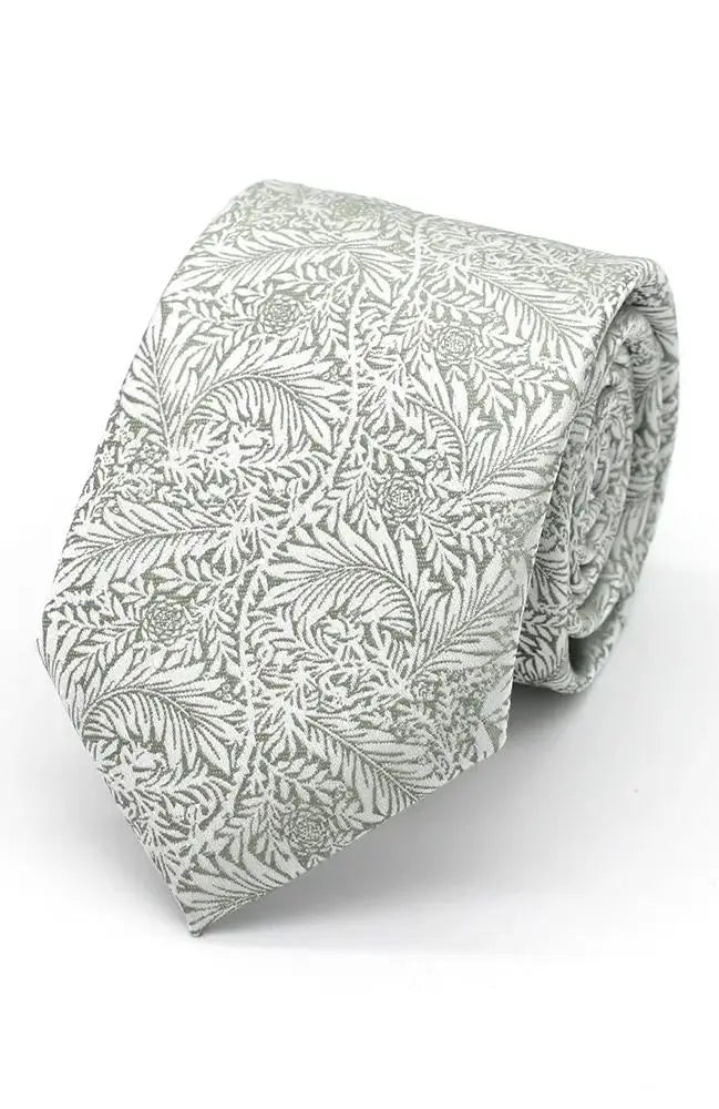 L A Smith Sterling Silver Delicate Sage Leaves Tie and Hank Set - Perfect for Weddings, Prom, and Formal Events