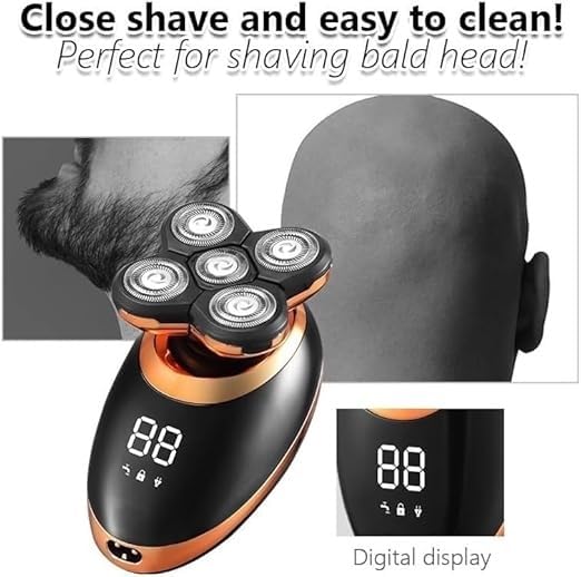 5-in-1 Electric Shaver for Men - 5D Floating Head Beard Trimmer with LCD Display & Nose Hair Trimmer | Perfect for Travel, Home Use & Gifts