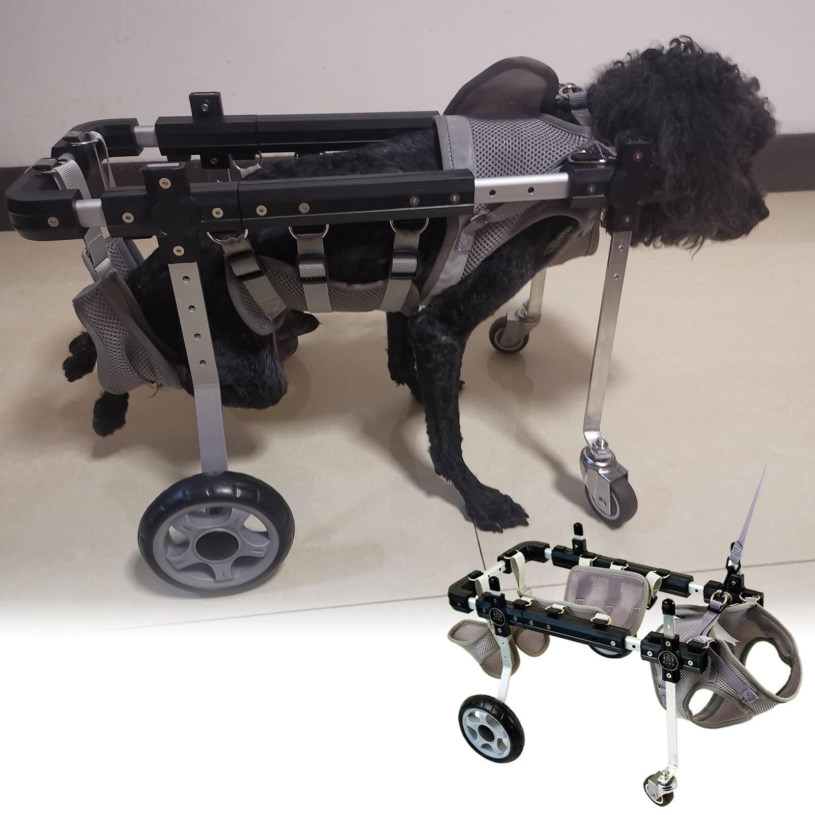 4-Wheel Adjustable Lightweight Pet Dog Wheelchair - Mobility Aid for Paralyzed, Injured & Handicapped Dogs | Doggy Rehabilitation Cart & Walker Support (Medium Size) | Perfect for Hind Leg Recovery & Daily Mobility Assistance