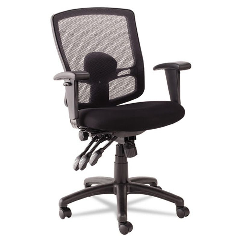 Ergonomic Mesh Mid Back Office Chair for Petite Women - Adjustable Height, Lumbar Support & Swivel Function - Black with Black Frame - Perfect for Home Office, Study & Workspace