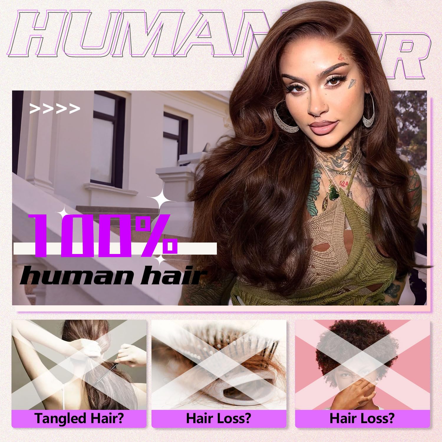 13x4 HD Brown Human Hair Wig 28 Inch Body Wave Lace Front Wigs with Baby Hair - Glueless Pre-Plucked 200% Density #4 Color for Women | Perfect for Daily Wear, Cosplay & Special Occasions
