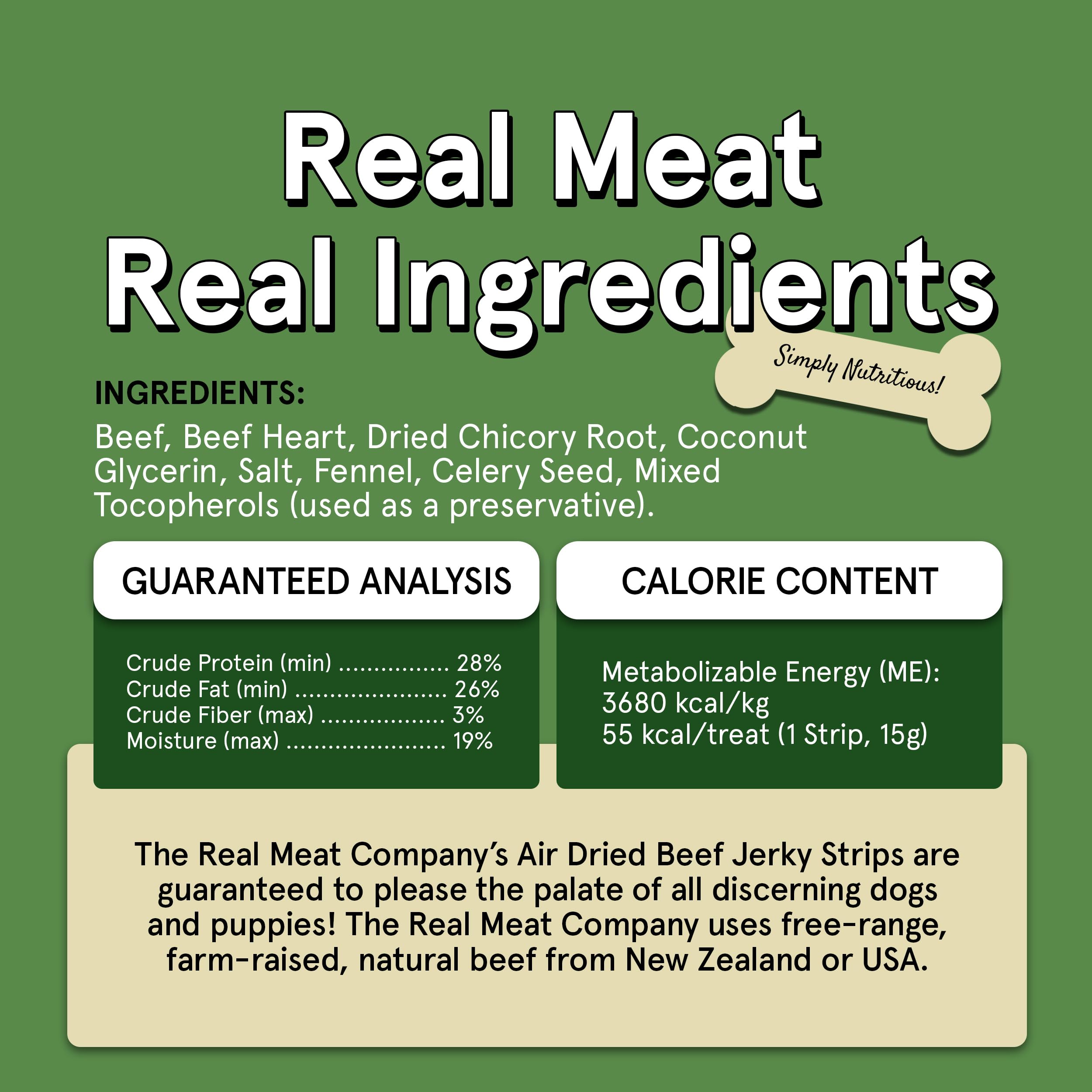 Premium Grain-Free Beef Jerky Dog Treats - 8 All-Natural Air-Dried Strips Made with 95% Human-Grade Grass-Fed Free-Range Beef - Healthy Training Rewards & High-Protein Snacks for Small, Medium & Large Dogs - Perfect for Outdoor Adventures, Travel & Daily Training