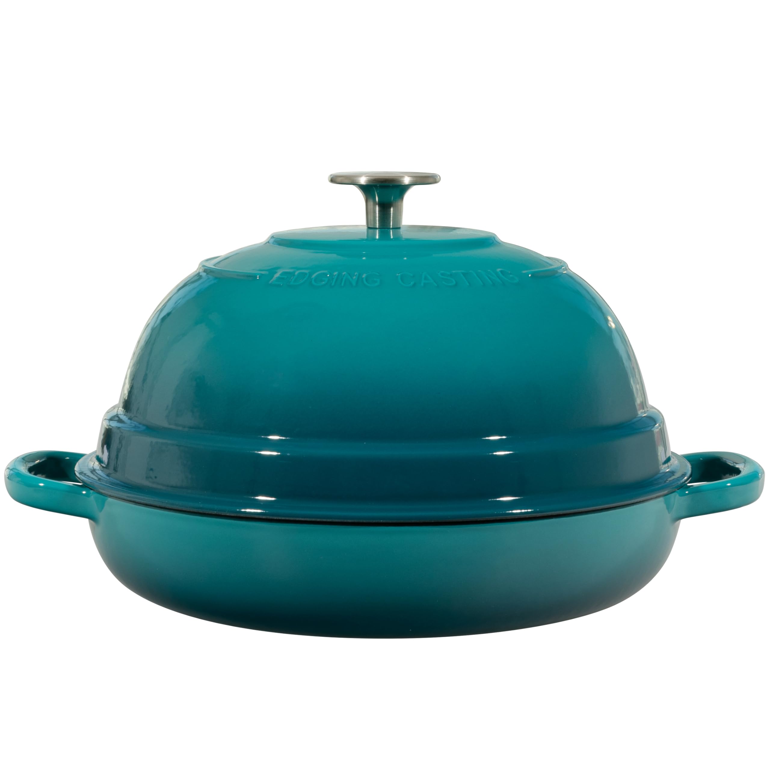 Enameled Cast Iron Dutch Oven with Lid - 6 Quart Round Bread Baking Pot for Homemade Sourdough, Artisan Loaves & Stews - Dark Cyan for Camping, Outdoor Cooking & Kitchen Use