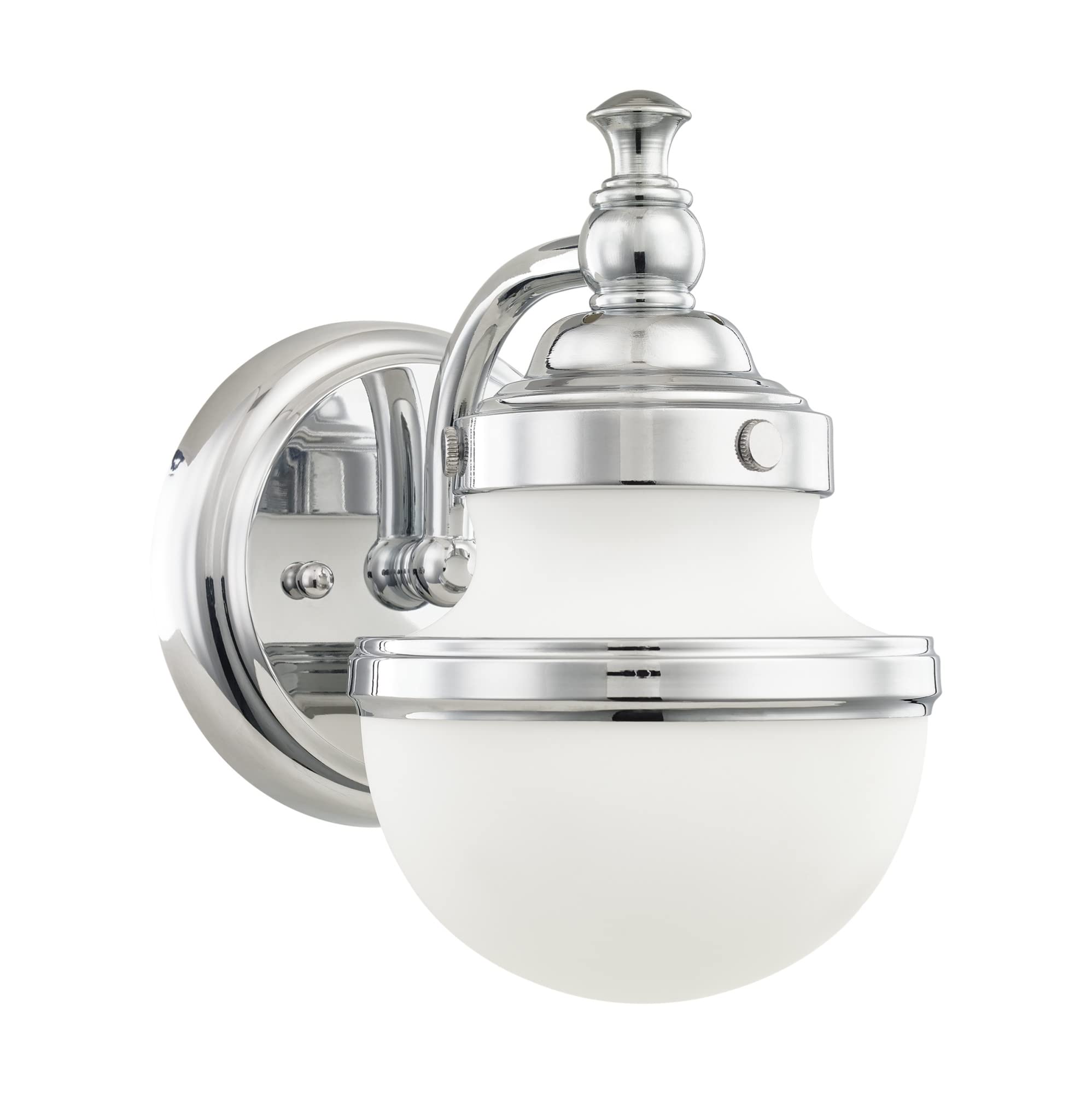 Livex 5711-05 Polished Chrome One Light Bathroom Vanity Light - Oldwick Collection Transitional Style Fixture for Bathroom, Powder Room & Dressing Area