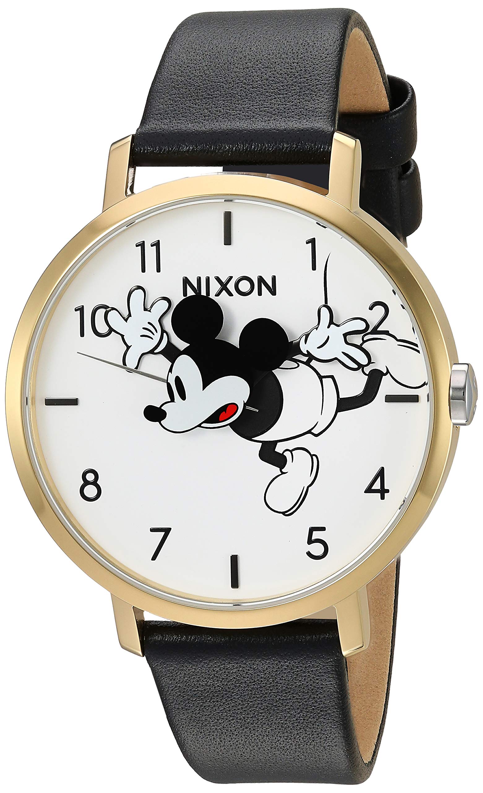 Nixon Arrow Leather Disney Collection Gold Black Mickey Watch - One Size - Stylish Mickey Mouse Design for Disney Fans, Perfect for Casual Wear, Gifts, and Disney-Themed Events