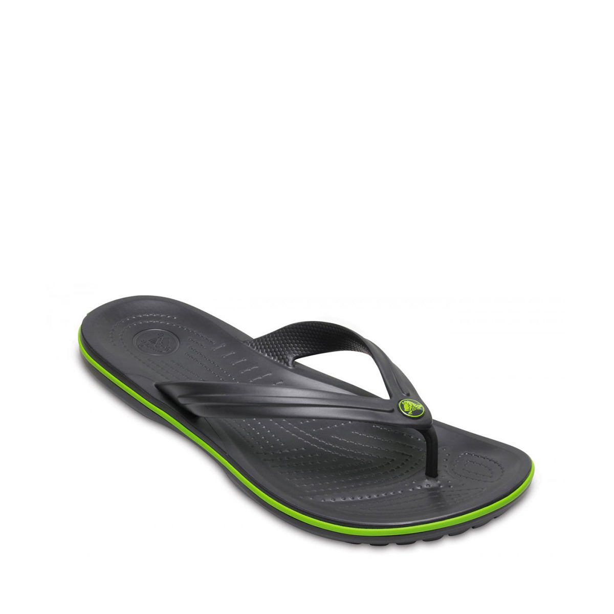 Crocs Crocband™ Flip Flops for Men & Women - Graphite/Volt Green - Comfortable & Lightweight Sandals for Beach, Pool & Outdoor Activities - CR.11033