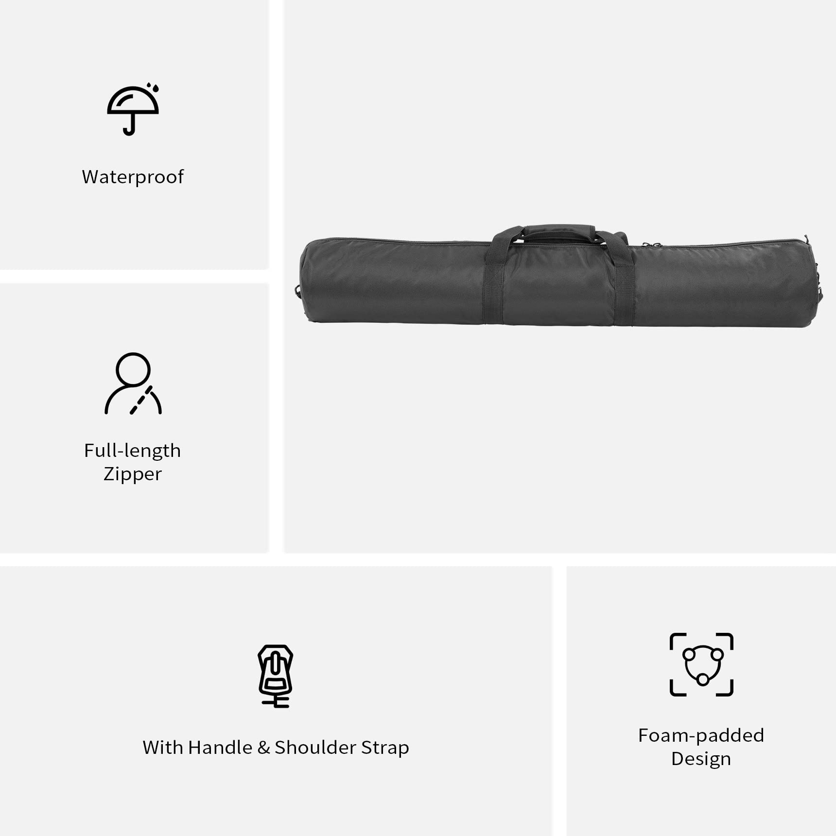 **Goshoot 100x16cm Padded Nylon Tripod Bag - Adjustable Shoulder Strap & Handle for Light Stands, Monopods, Umbrellas, Softboxes - Durable Photography Carrying Case for Studio, Travel & Outdoor Shoots**