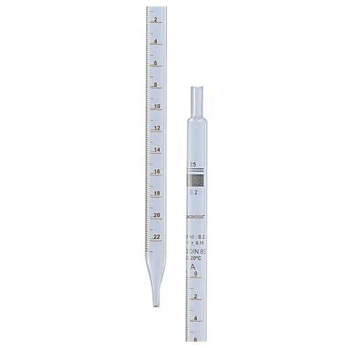 Borosil® Reusable Class B Serological Pipettes with Permanent Amber Graduations - 0.2mL (0.01mL Intervals), Pack of 20 - Ideal for Laboratory, Medical Research, and Cell Culture Applications
