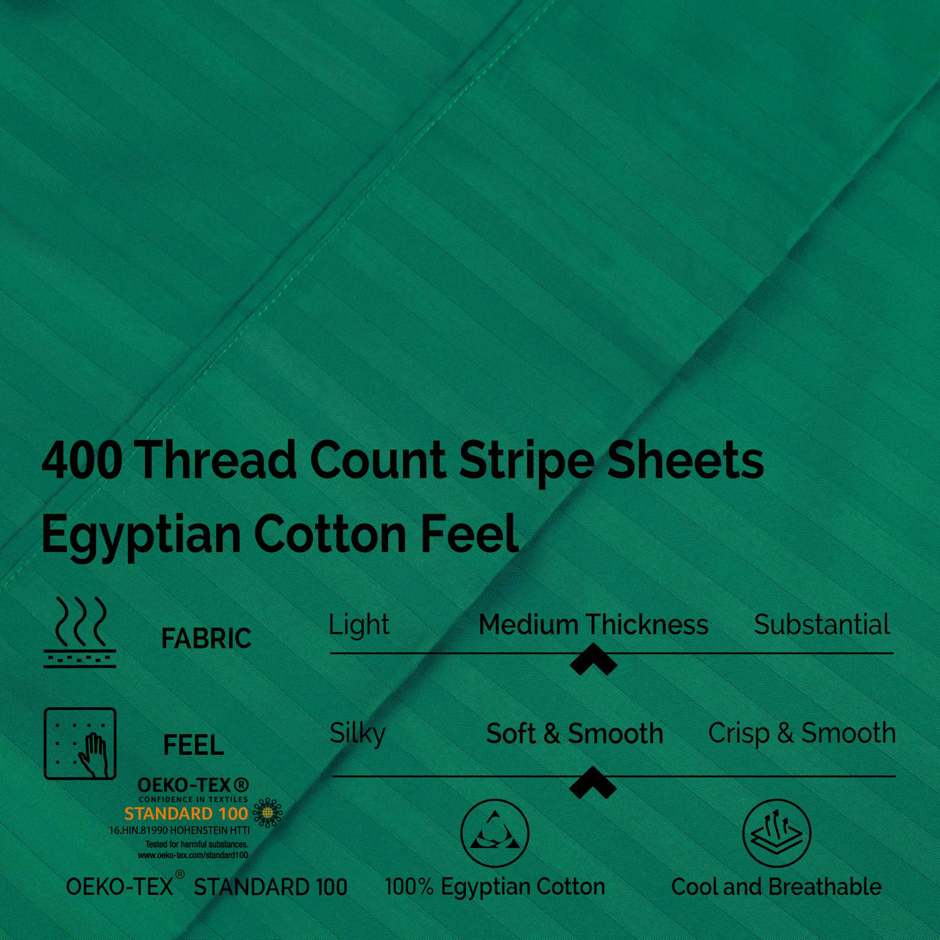 Premium 400 Thread Count Egyptian Cotton Sheet Set - Deep Pocket, Striped Design for Ultimate Comfort - Perfect for Master Bedrooms, Guest Rooms & Luxury Hotels