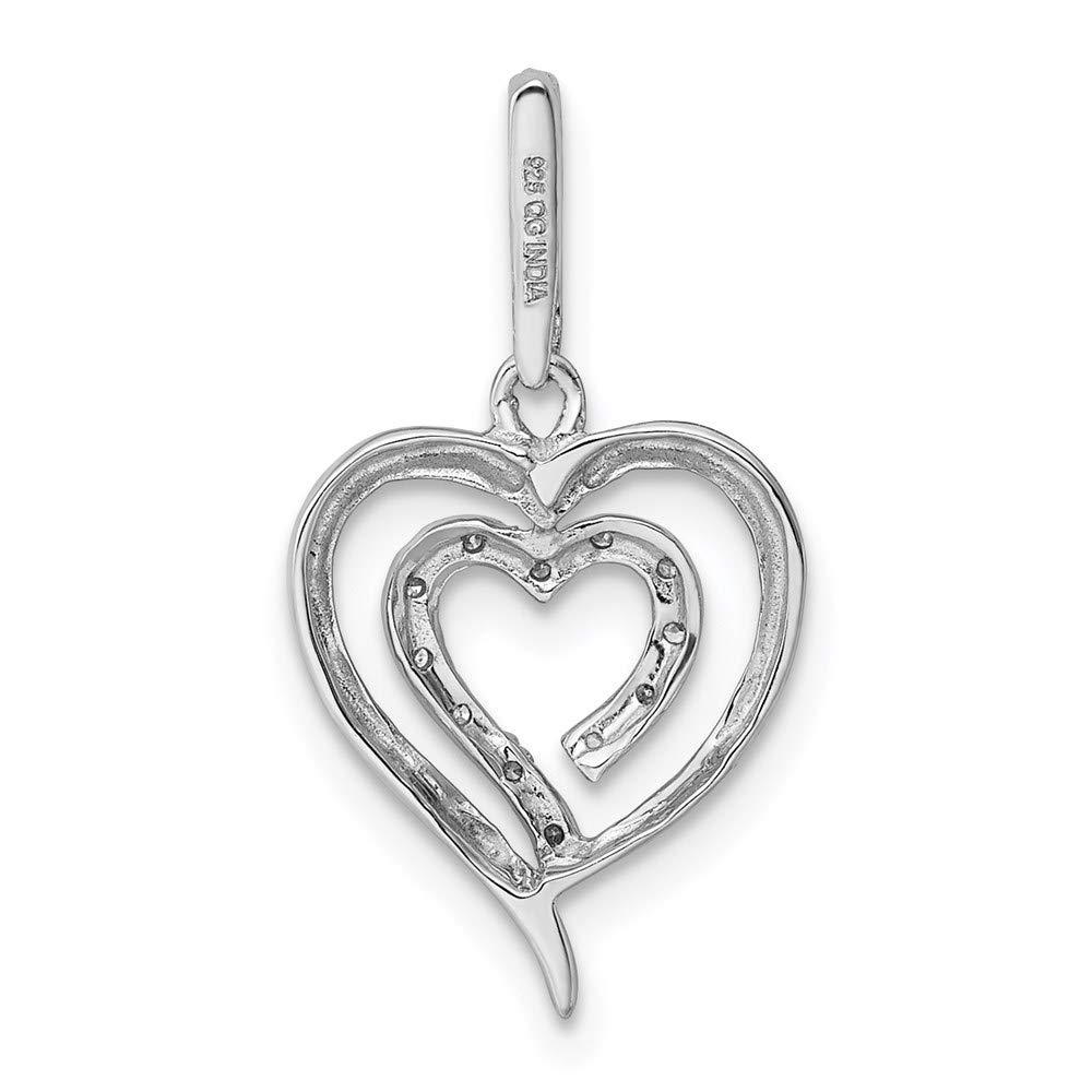 1/10 Carat Diamond Heart Pendant in Sterling Silver for Anniversary Gifts