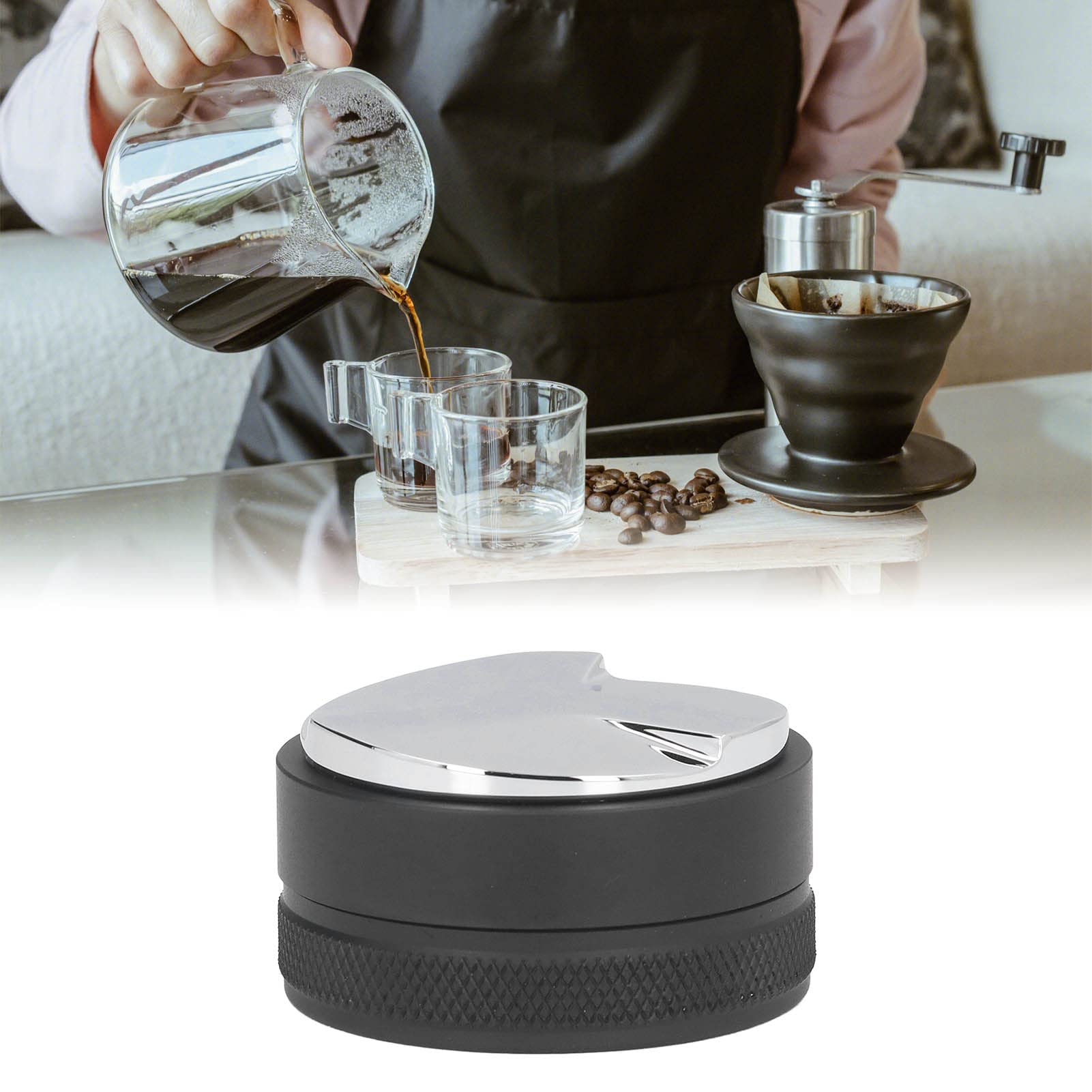 Premium Stainless Steel Coffee Tamper & Distributor - 58mm Adjustable Espresso Powder Leveler Tool for Barista & Home Brewing | Perfect for Espresso Machines & Coffee Shops