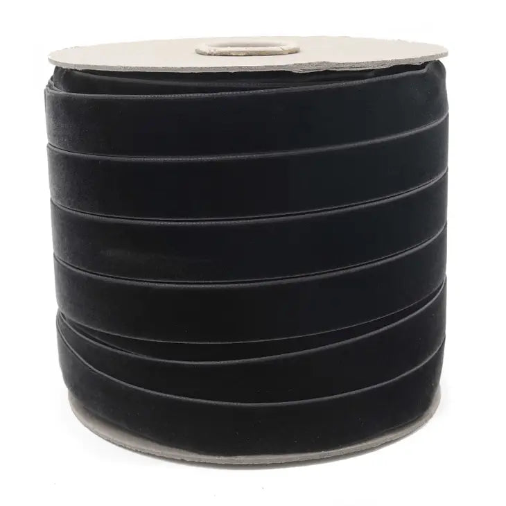 Luxury Raven Black Swiss Velvet Ribbon - Premium Satin Finish Decorative Ribbon for Gift Wrapping, Wedding Decor, Hair Bows & Crafting Projects