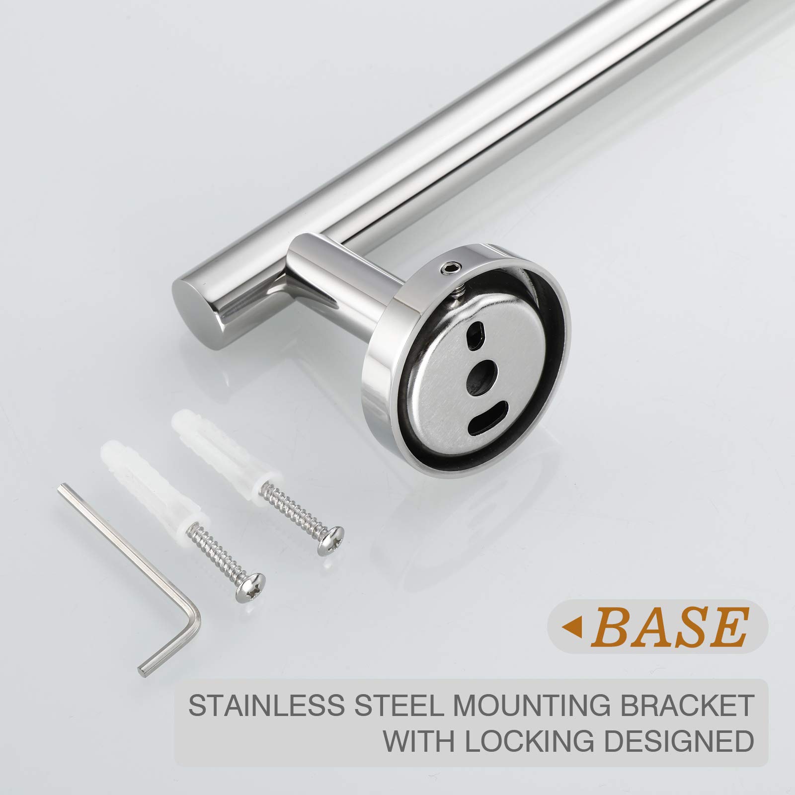 USHOWER Polished Chrome 18-Inch Bathroom Towel Bar Set - 4-Piece SUS304 Stainless Steel Wall Mounted Bathroom Accessories for Modern Homes | Perfect for Showers, Bathtubs & Spa-Style Bathrooms