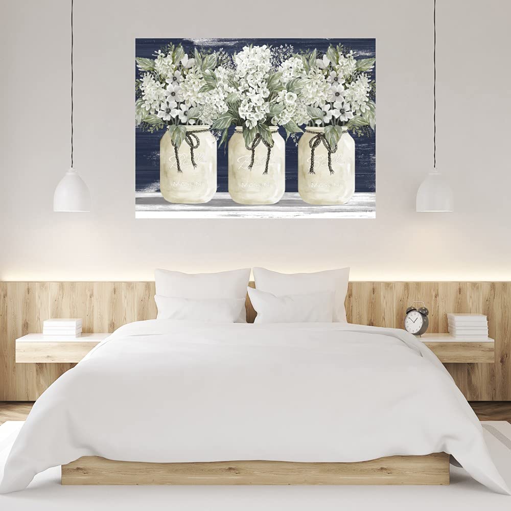 Hand-Painted White Floral Trio Canvas Wall Art - Modern Home Decor for Living Room, Bedroom, Office & More - 43x32 Inches - Ready to Hang - Perfect for Housewarming Gifts & Interior Design