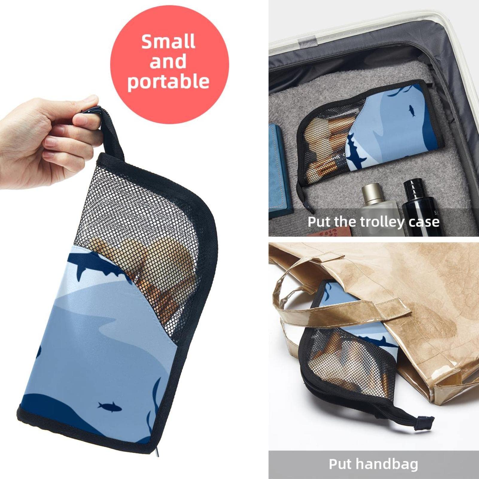 Premium Makeup Brush Organizer Bag with 12 Brushes - Devilfish & Shark Octopus Design - Portable Cosmetic Brush Holder Case for Travel & Home Storage