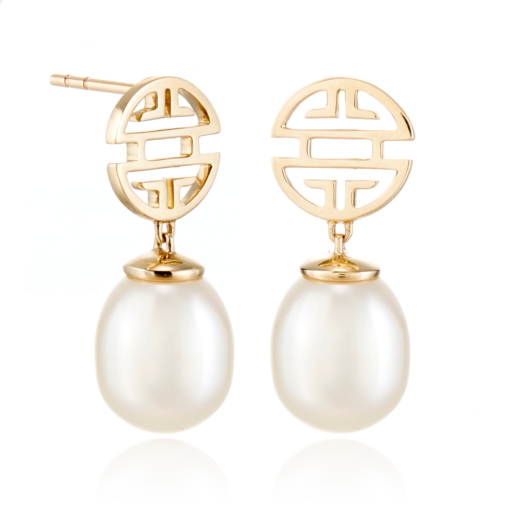 14K Gold Pearl Drop Earrings for Women - Elegant Dangle Earrings for Wedding, Party & Special Occasions