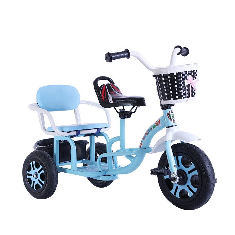 GY Kids Tricycle with Double Seat - Tandem Bicycle & Infant Stroller for Boys & Girls Ages 2-4 Years Old | Perfect for Siblings, Park Rides & Outdoor Family Fun