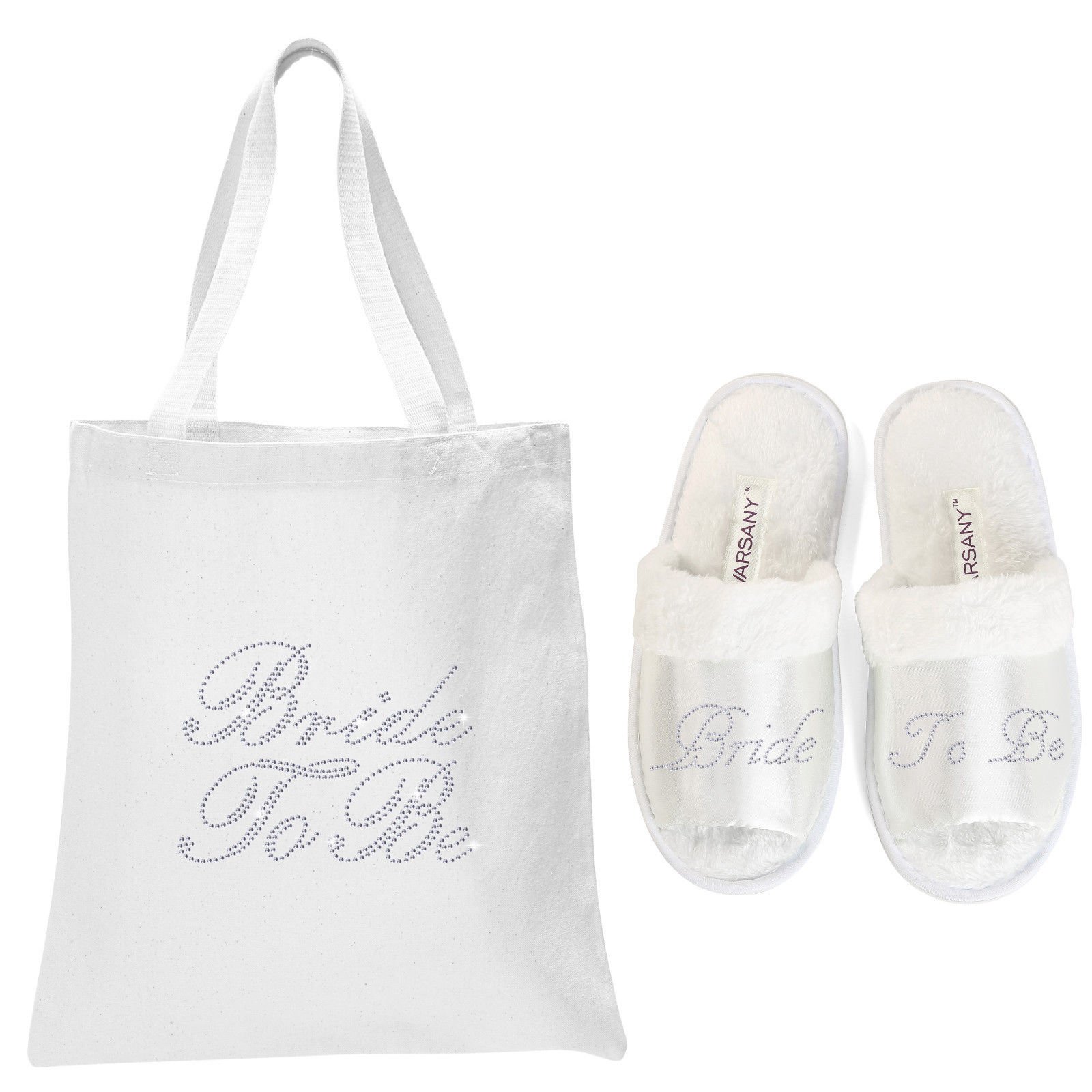 White Crystal Open Toe Spa Slippers with Matching Tote Bag - Elegant Bridal Shower Gift, Bachelorette Party Favors, Wedding Guest Slippers - Perfect for Relaxation, Spa Days & Special Occasions