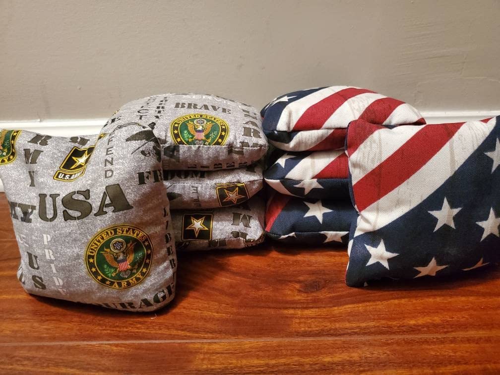 Premium United States Army Cornhole Bags Set of 8 - Regulation Weight & Size for Outdoor Games, Tailgating, BBQs, and Backyard Fun