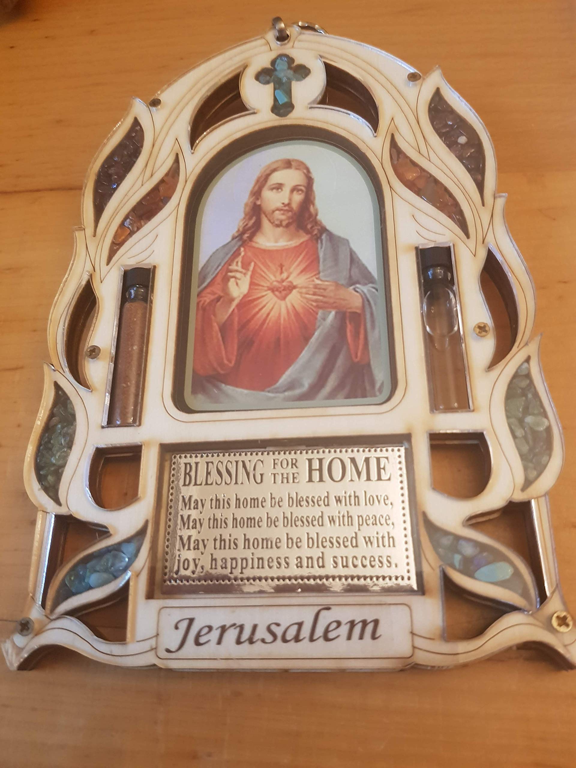 Bluenoemi Catholic Home Decoration - English & Spanish Home Blessing Hamsa Hand Wall Plaque, Christian Spiritual Gift with Cross for Housewarming, Baptism & Wedding | Perfect for Living Room, Bedroom & Office Decor