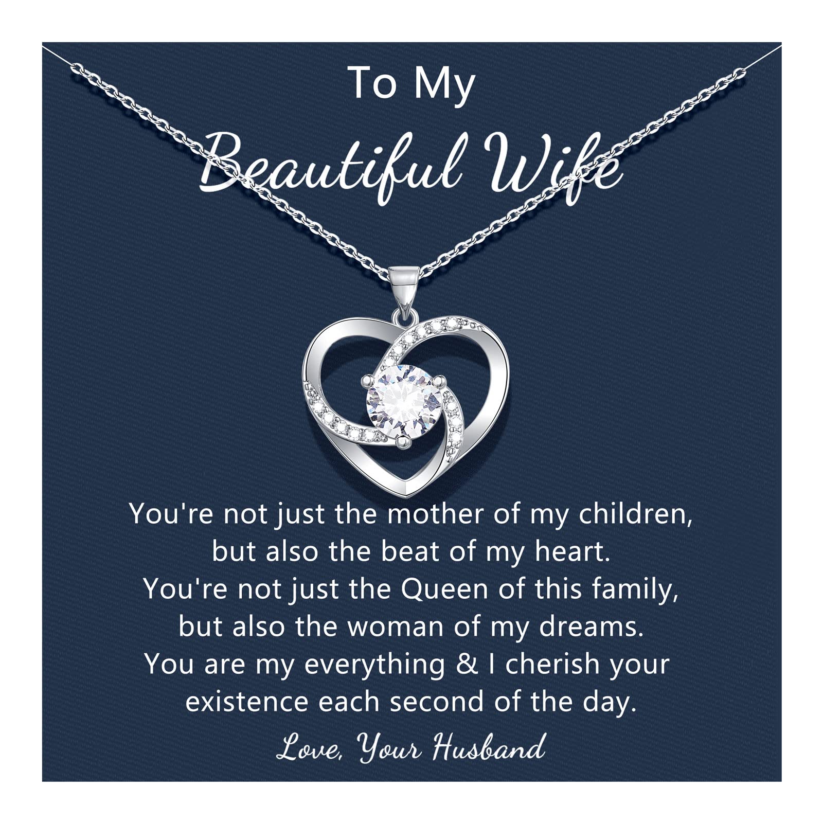 Oysvyten Elegant Wife Necklace - Romantic Anniversary & Birthday Gift for Her from Husband | Perfect for Valentine's Day, Wedding, Mother's Day & Special Occasions