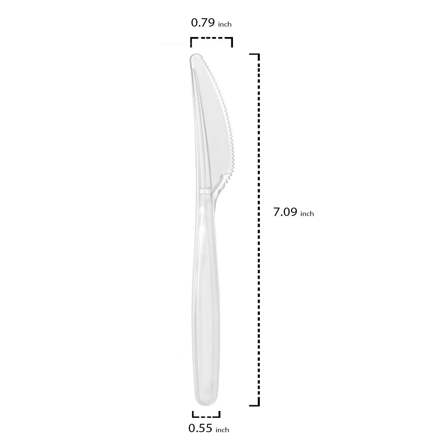 1000-Pack Heavy Duty 7-Inch Clear Plastic Disposable Knives - Durable Party Essentials for Catering, BBQs, Picnics & Events - Bulk Case of Disposable Cutlery