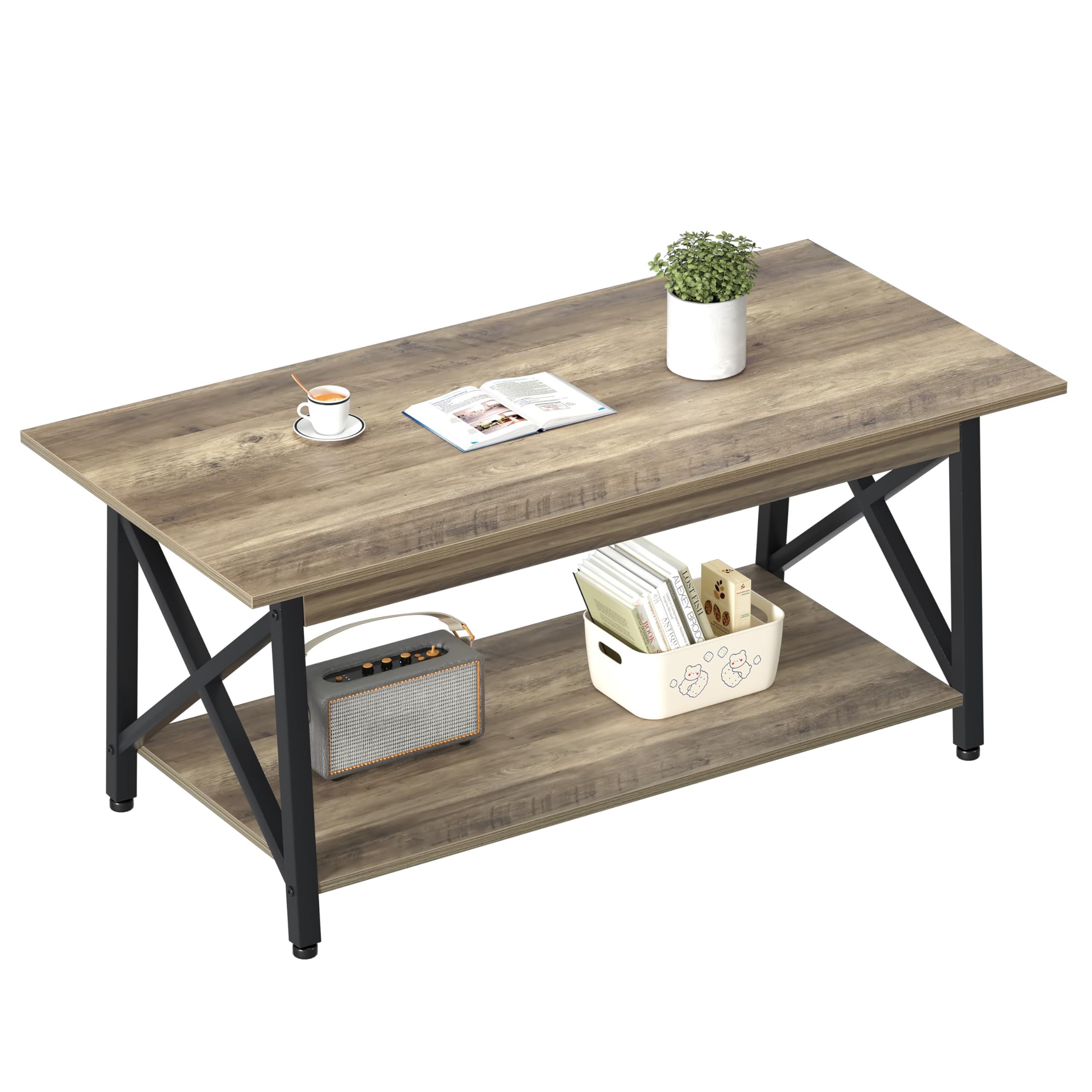 Modern X-Frame Coffee Table with Storage - 43