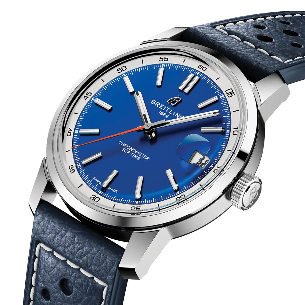 Top Time B31 38mm Blue Dial Men's Watch with Genuine Leather Strap - Perfect for Business, Casual & Formal Occasions